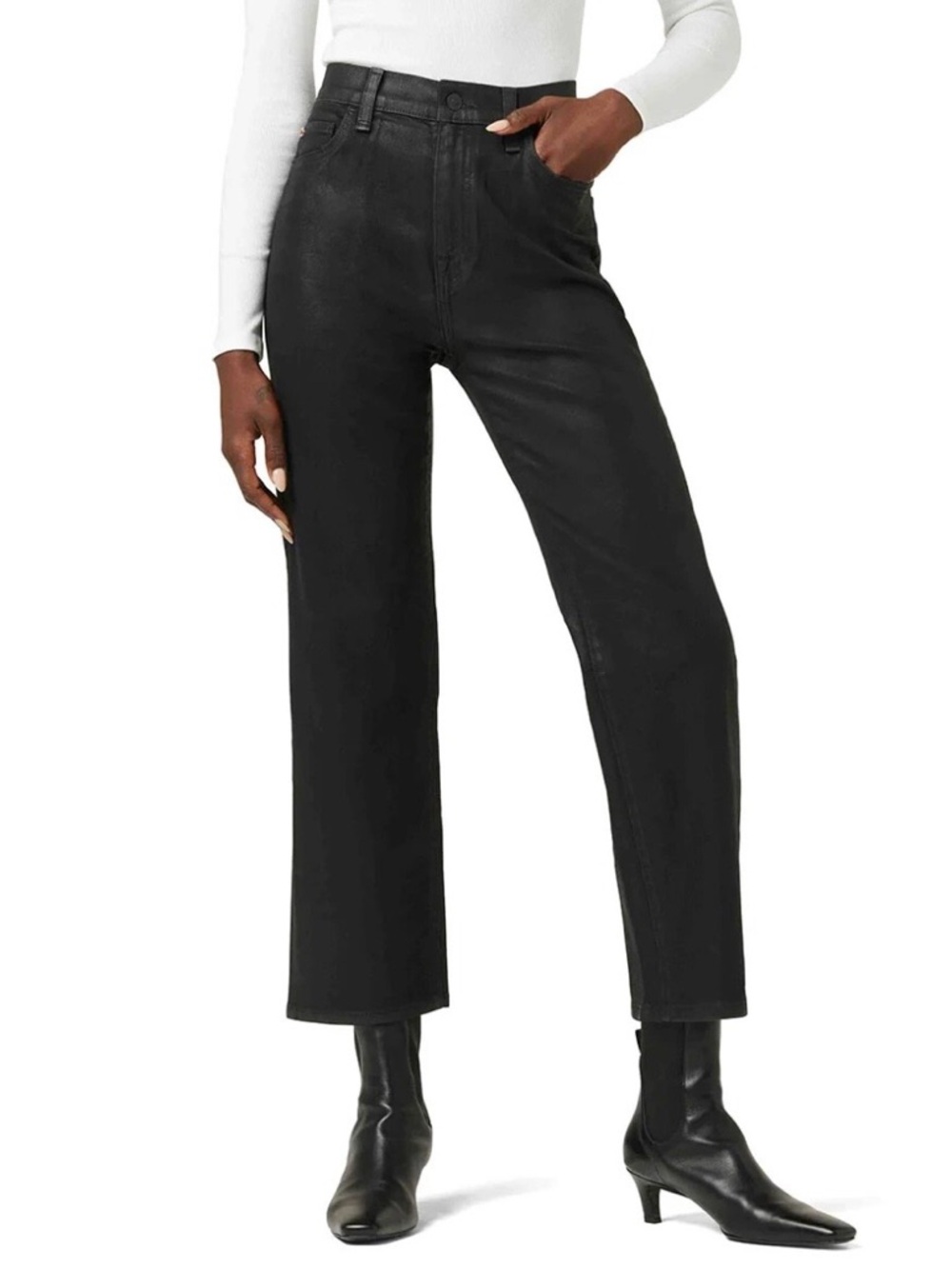 Hudson NOA High Rise Straight Crop Coated Jeans Stella Size 31